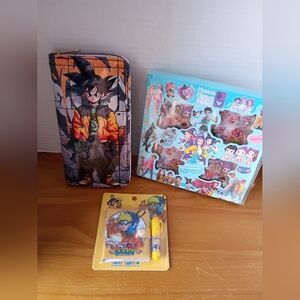 Long Wallet Anime Dragon Ball Z, K-pop Stickers, & Mini Notebook Lot